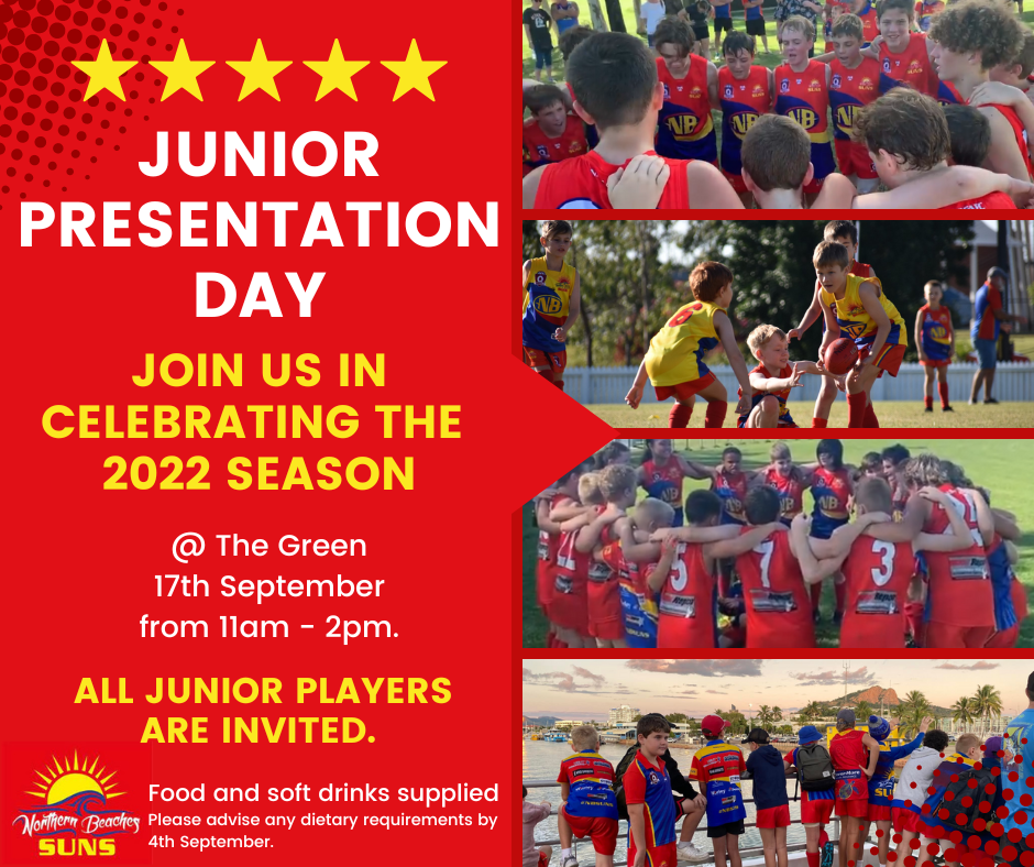 Junior Presentation Day - 17th September - 11am - 2pm @ the Green