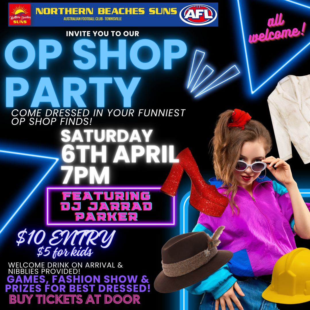 Join the Thrift-Shop Fashion Frenzy at the Northern Beaches Suns Op Shop Party!